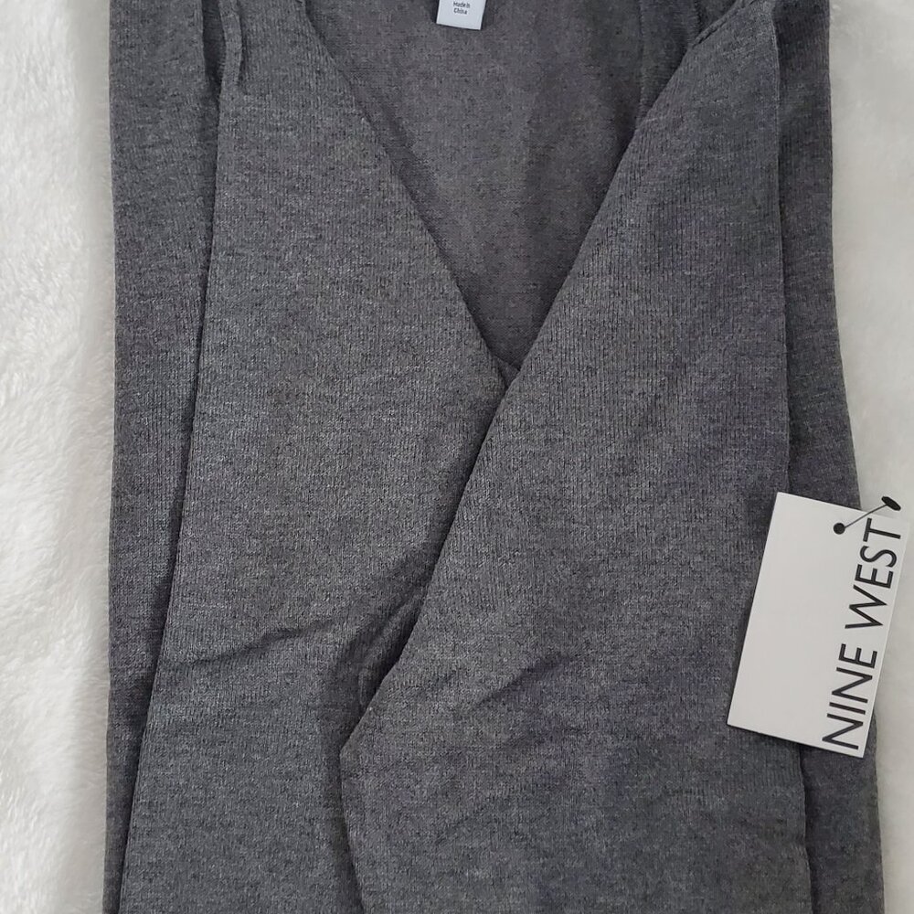 Brand New -Nine West Essential Cardigan Color: Coal Heather Gray-Size M - Picture 12 of 12